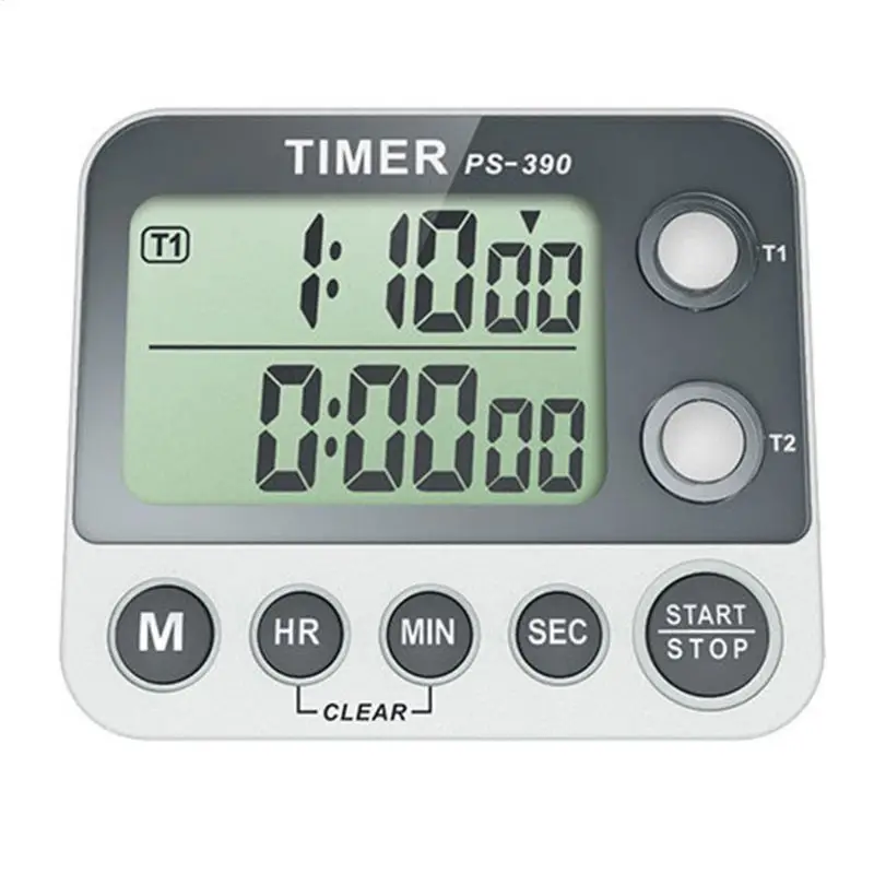 

2 Channel Timer Stopwatch Kitchen Cooking Countdown Alarm Clock Reminder 0.01s D0AC