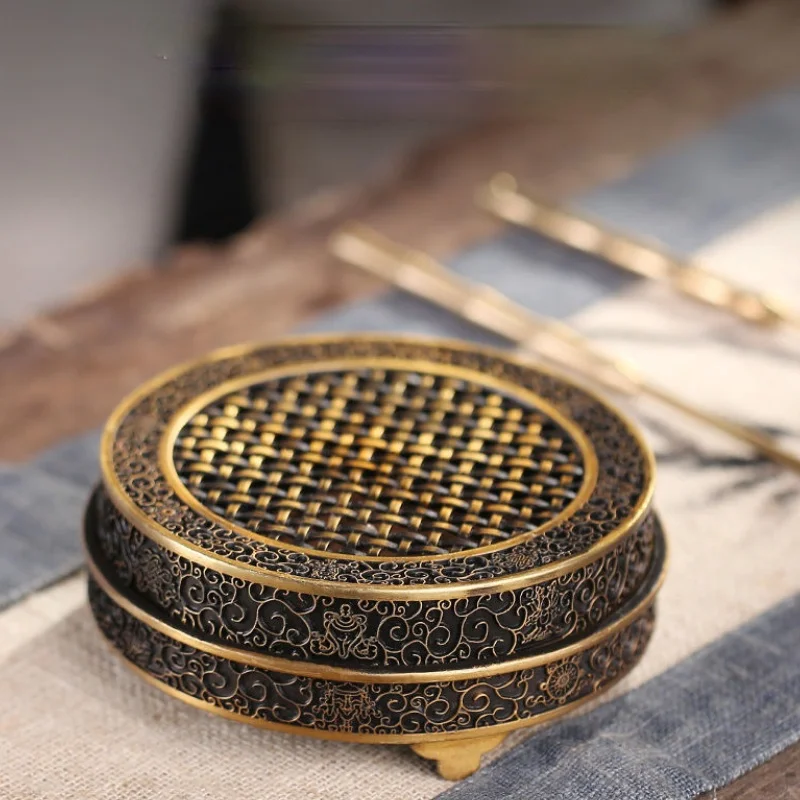 

Antique Coil Incense Burner Buddha Cover Indoor Copper Chinese Incense Burner Creative Holder Incenso Household Products 60AA01