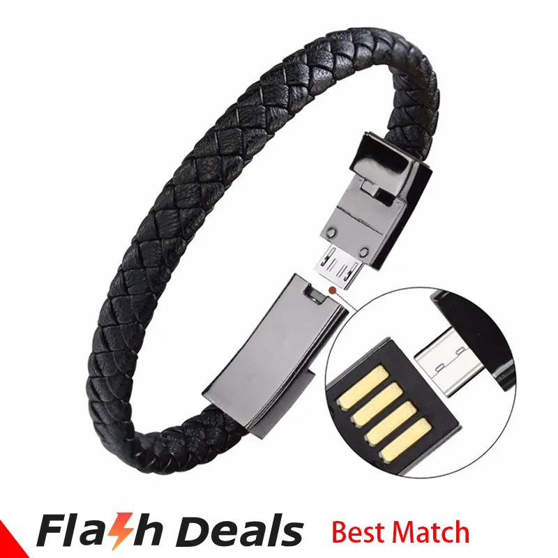 

Portable Leather Mini Micro Usb Bracelet Charger Data Charging Cable Sync Cord for Iphone6 Android Type-C Phone Cable Carregador