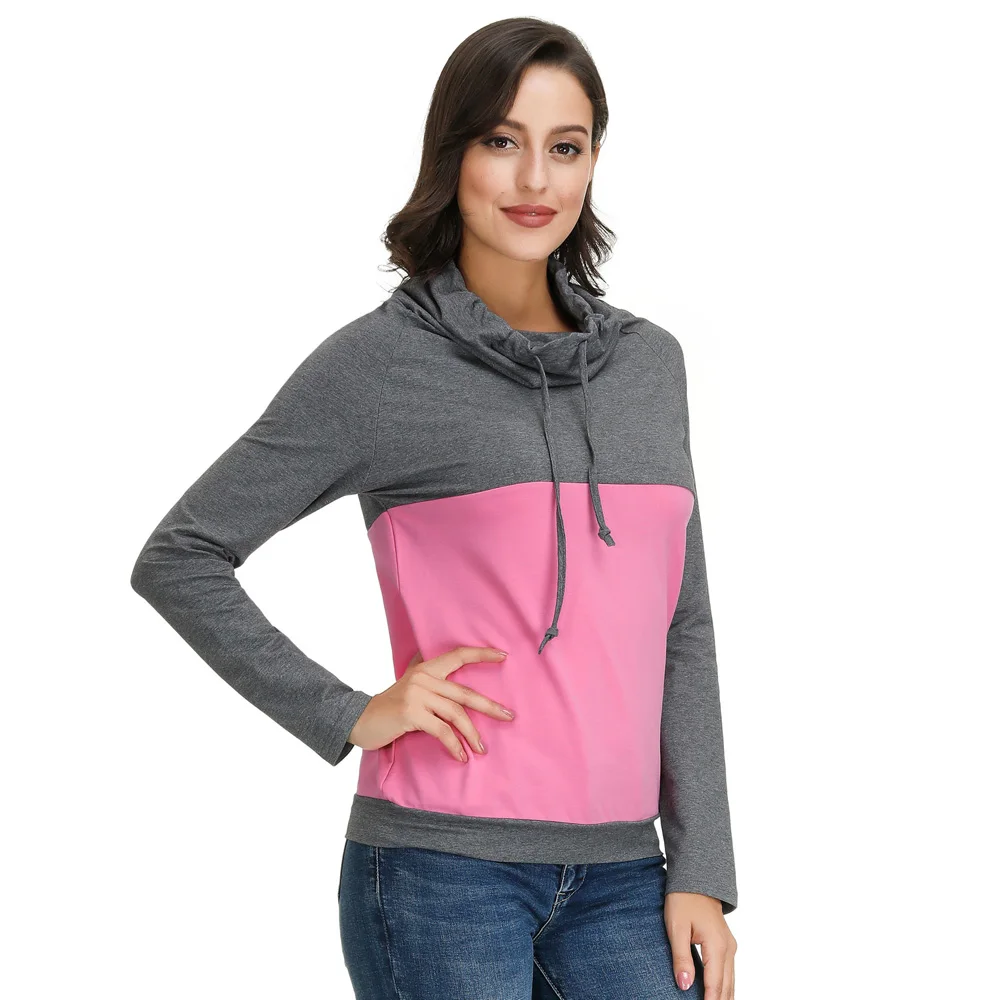 Kate Kasin Женский Повседневный пуловер с капюшоном контрастного цвета милые