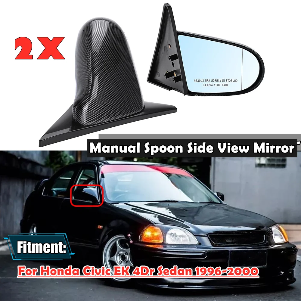 A Pair Manual Adjustable Car Side Mirror Rear View Spoon Style For Honda Civic EK 4Dr Sedan 1996-2000 | Автомобили и мотоциклы