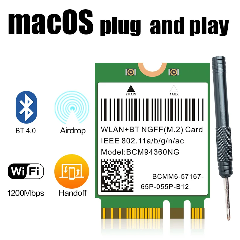 Двухдиапазонный BCM94352Z 867 Мбит/с Bluetooth 4 0 802.11ac BCM94360CS2 NGFF M.2 WiFi WLAN карта DW1560 для