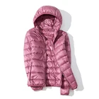 Женский пуховик с капюшоном, Легкая стеганая куртка-пуховик с защитой от ветра, Осень-зима 2020