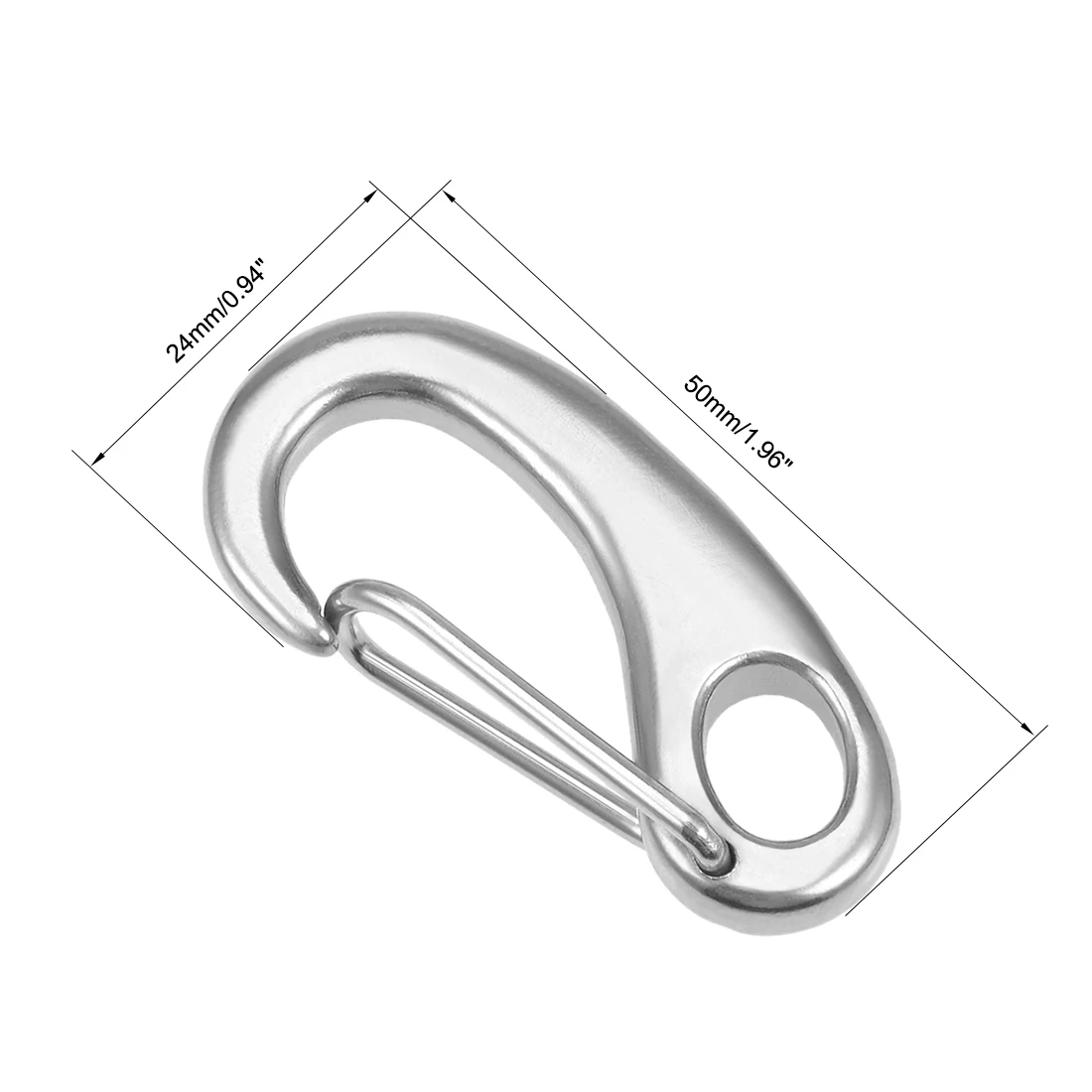 uxcell Carabiner Snap Hook 304 Stainless Steel Spring Gate Clip Marine Grade Lobster Claw Silver Tone 2Pcs 50mm | Обустройство дома