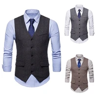 mens slim fit suit vest casual sleeveless v neck single breasted gilet homme formal business suit waistcoat colete masculino