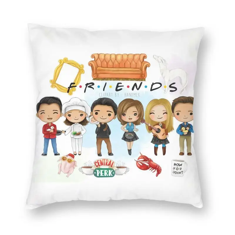 

Luxury Classic TV Show Friends Throw Pillow Case Home Decor Custom Square Cartoon Comic Cushion Cover 40x40 Pillowcover for Sofa