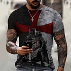 Новинка 2021, дизайнерская футболка с принтом самурая, футболка в стиле ретро с коротким рукавом, мужские футболки