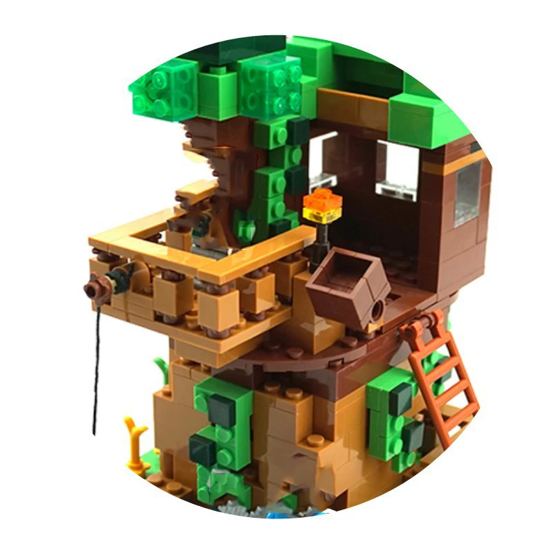 

The Tree House Small Building Blocks Sets With Steve Action Figures Compatible My World Bricks Sets Toys For Children