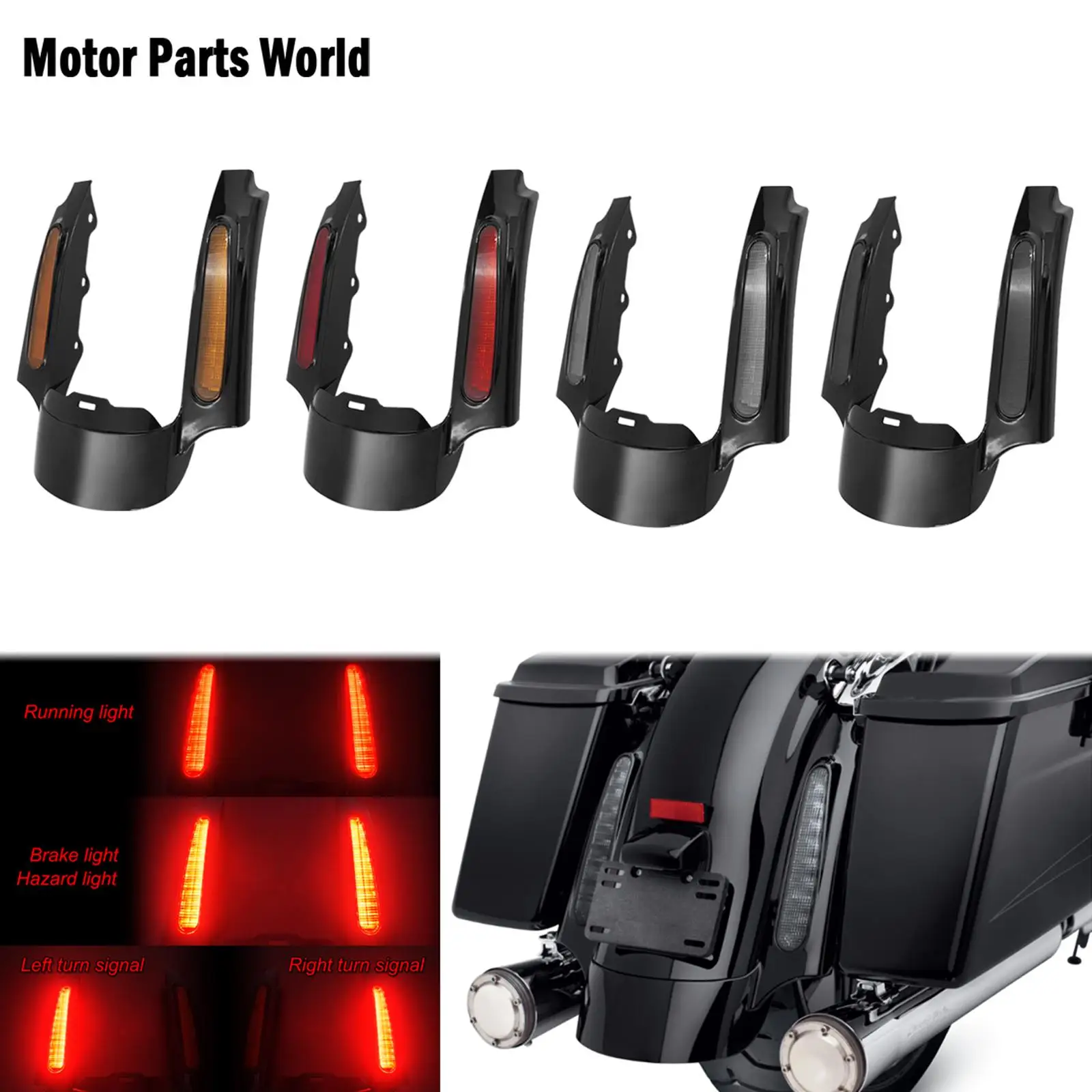 

Motorcycle LED Light Rear Fender Fascia Set Turn Signal Tail Lights For Harley Touring Road King Street Electra Glide 2009-2013