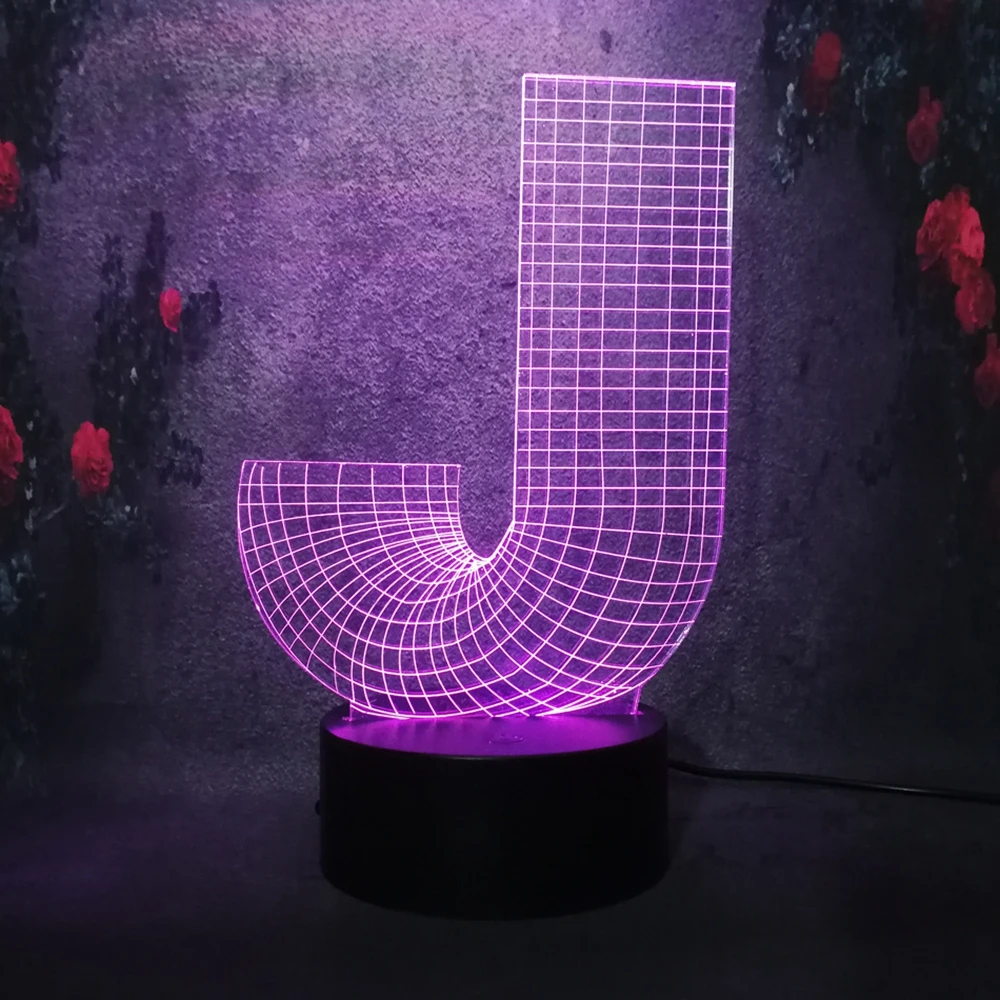 Светодиодный 3d-ночник Lampara Алфавит буквы J 7 цветов изменить стол лава лампа USB вилка прикроватная лампа детский праздничный Декор подарок