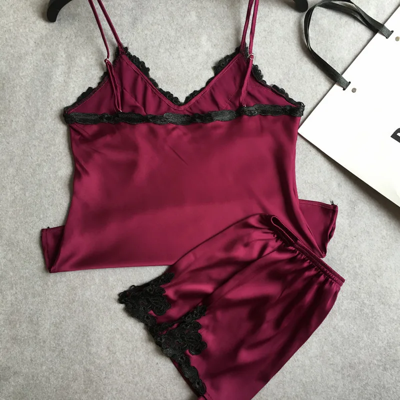 Пижама женская pijama матовый Пижамный набор из шелка Высококачественная Сексуальная имитация шелка короткая Пижама