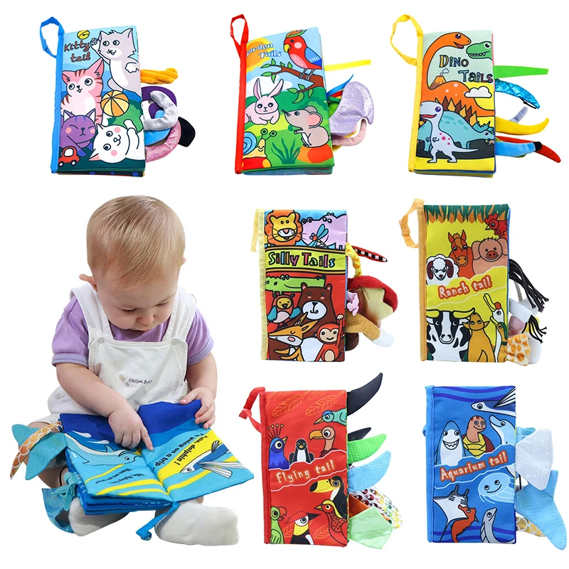 

Новые детские книжки из мягкой ткани раннего обучения Детские развивающие игрушки развития интерактивный Бумага Животные хвосты на разрыв...