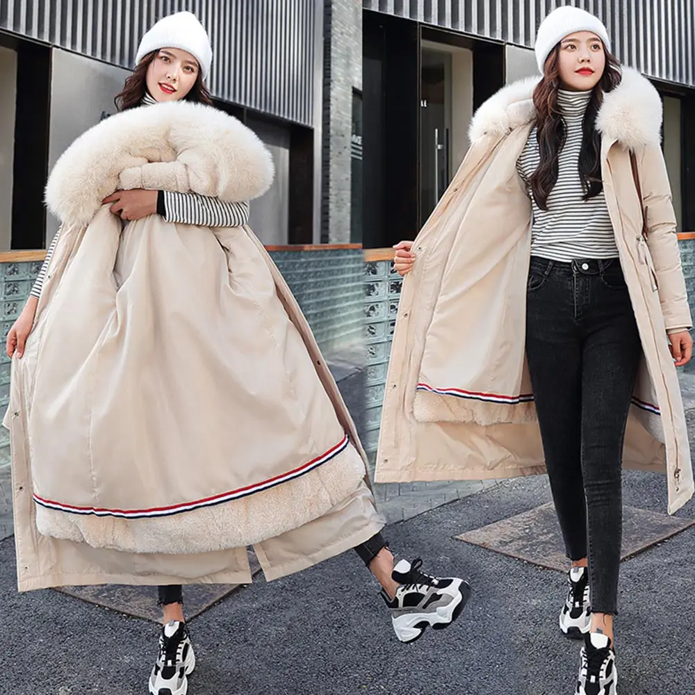 

Yocalor Warm Removable Fur Liner Long Hooded Parkas Jacket Coat Fashion Winter Jacket Women Casual Thick Winter Coat Women