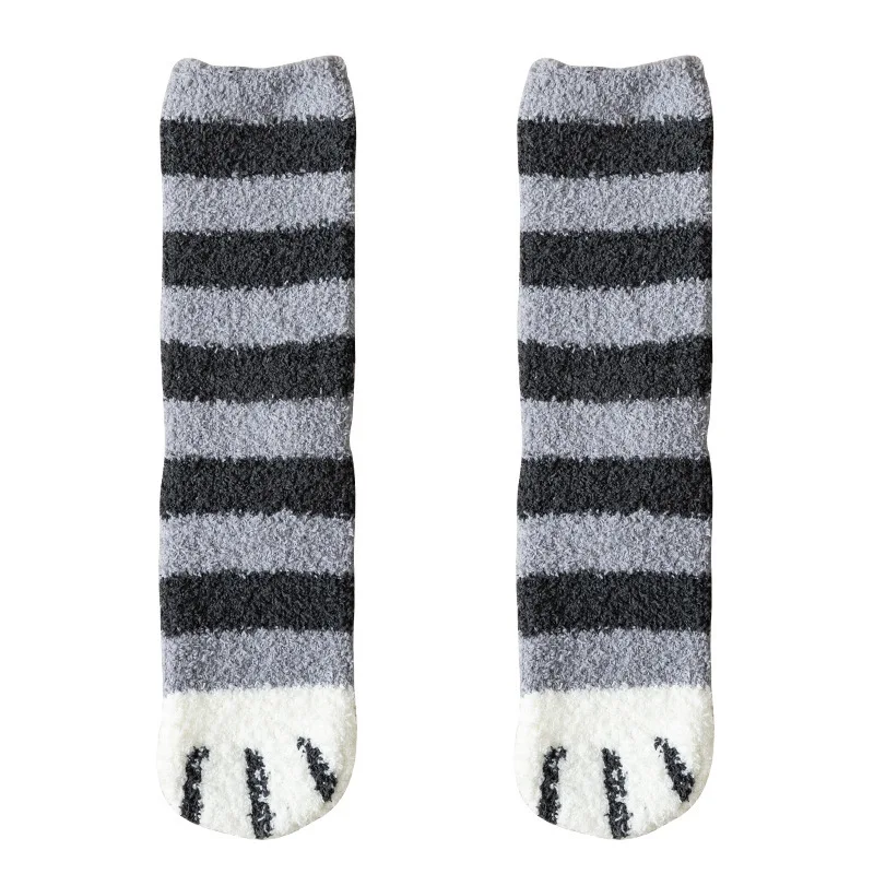

Women's Coral Velvet Socks Autumn Winter Cat Claws Thick Warm Sleeping Floor Slippers Pile Socks
