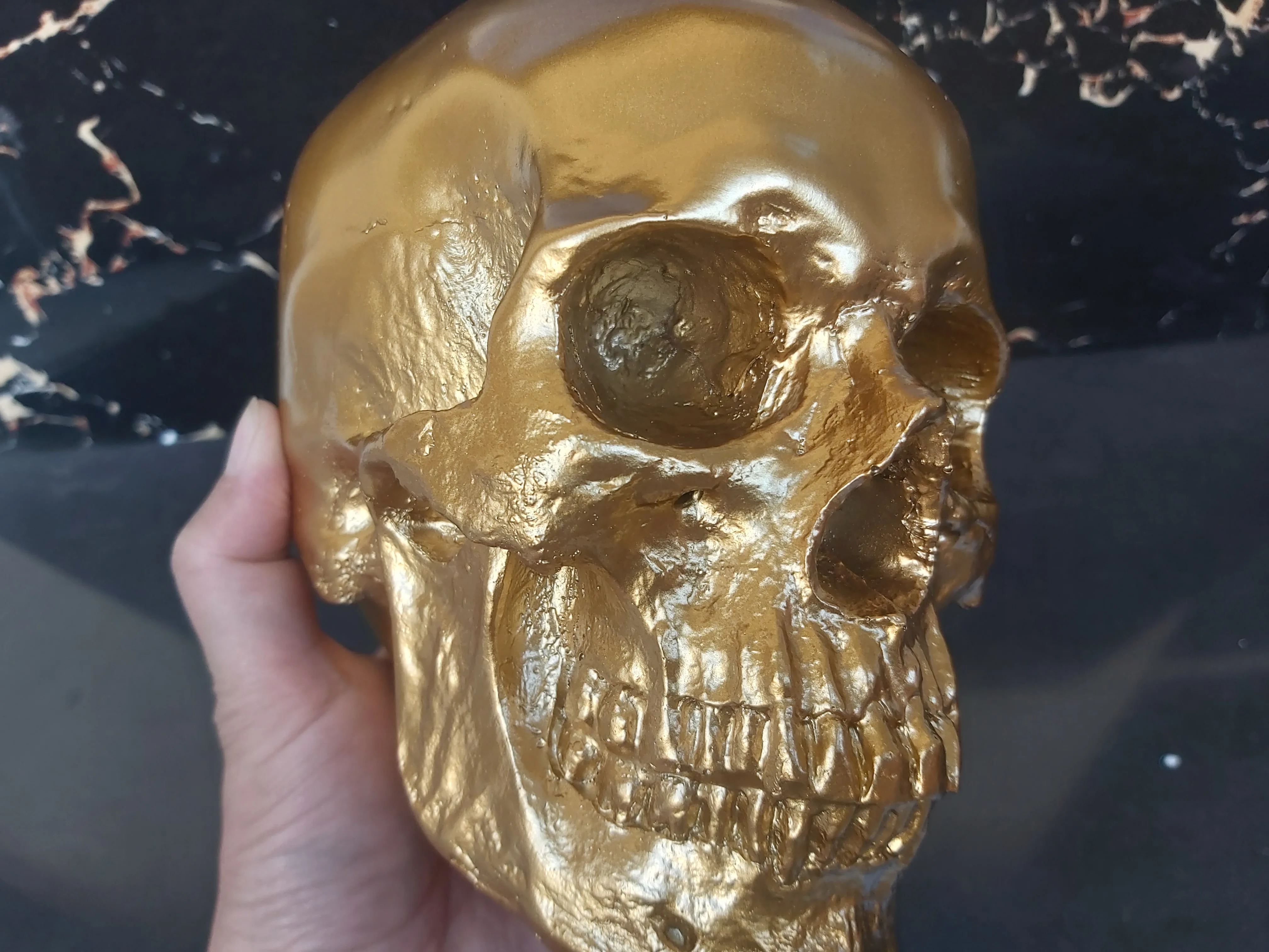 

Fun Human Skull 1:1 Head Skeleton Human Precise Adult Head decoration gold skull Model Science Teaching Life-size Halloween