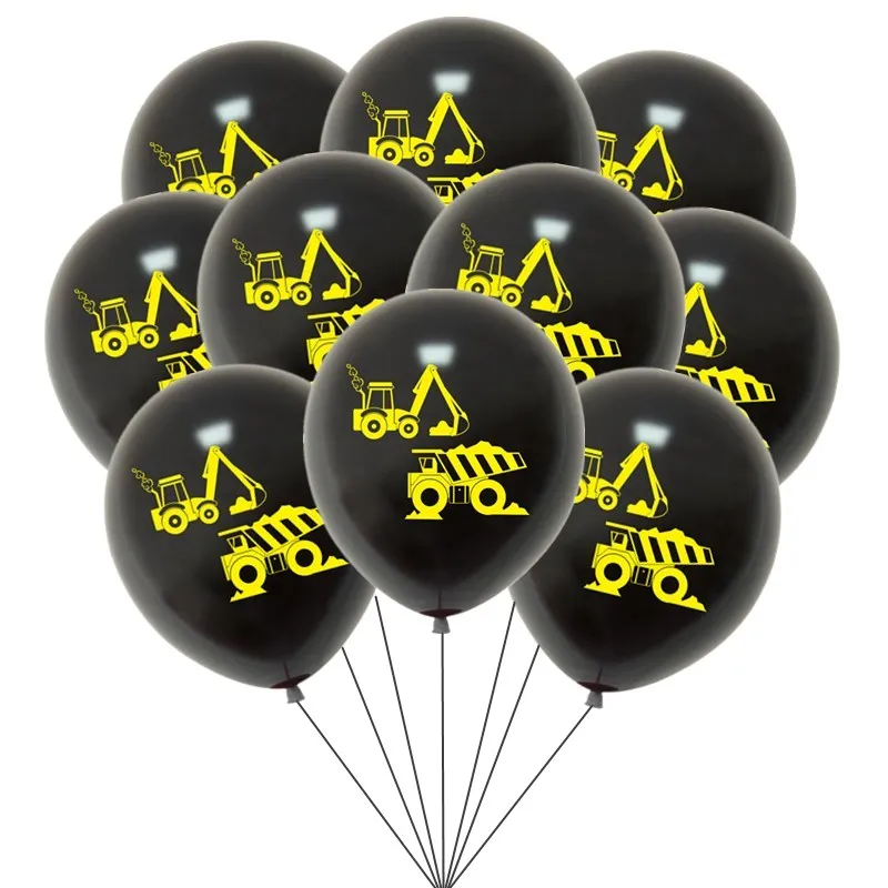 10pcs Construction Vehicle Excavator Latex Balloons Birthday Party Decorations Kids Car Ballon Tractor Globos Baby Shower - купить по