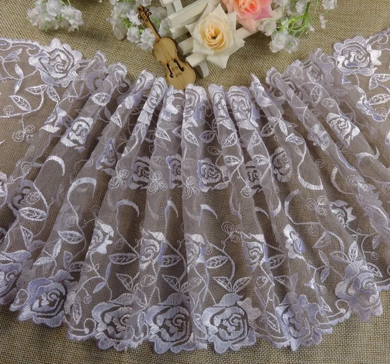 Сетчатый кружевной цветок белая Роза мягкий нейлон + хлопковая вышитая ткань с