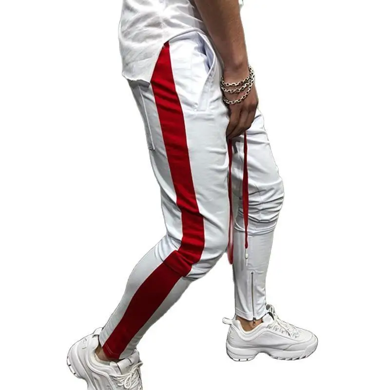 

Calas skinny hip hop masculinas, cala casual apertada, com faixa lateral, para corrida