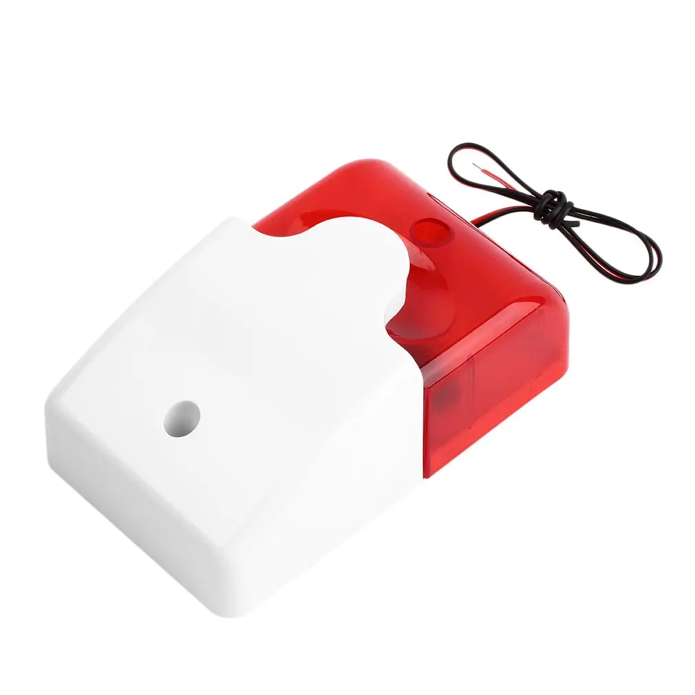 

Mini Wired Strobe Siren Durable 12V Sound Alarm Strobe Flashing Red Light Sound Siren Home Security Alarm System 108dB