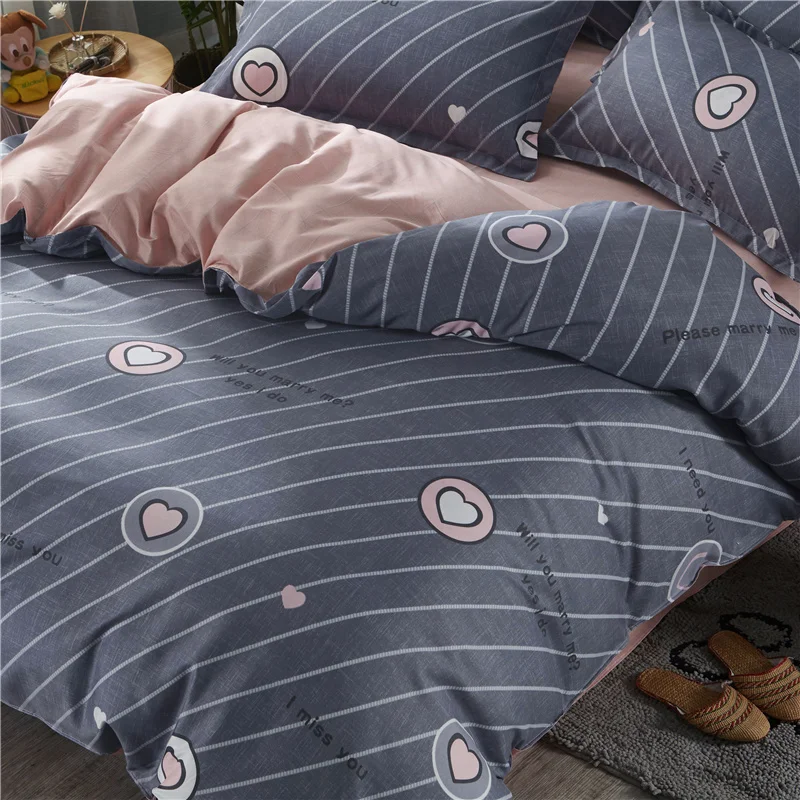 

Hot Sale Heartfelt Wish Bedding Cotton Printed Pillowcase Quilt Cover Bed Sheet Queen Size Bed King Size Bed Four-Piece Set