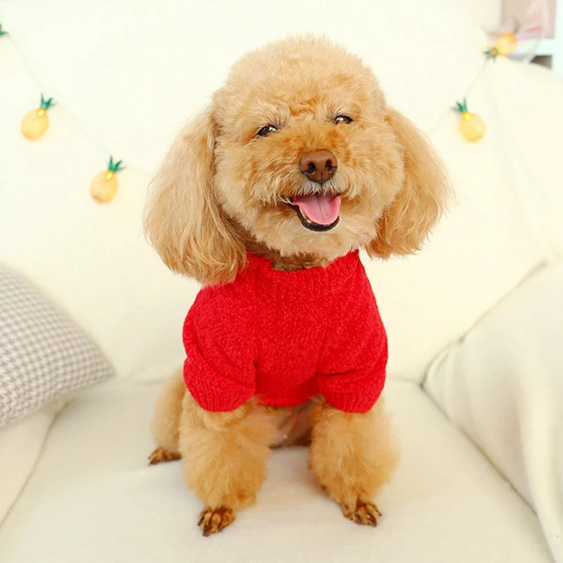 

NEW Pet Autumn And Winter Clothes Knitting Costume For Teddy Small Dogs Cat Warm Sweater Love Heart Pattern