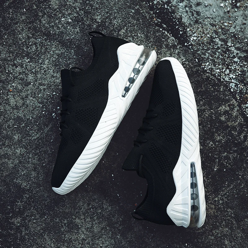 

Men Air cushion shoes fly weave breathable sport socks shoes male net casual sneakers lightweight mesh running walk travel shoes