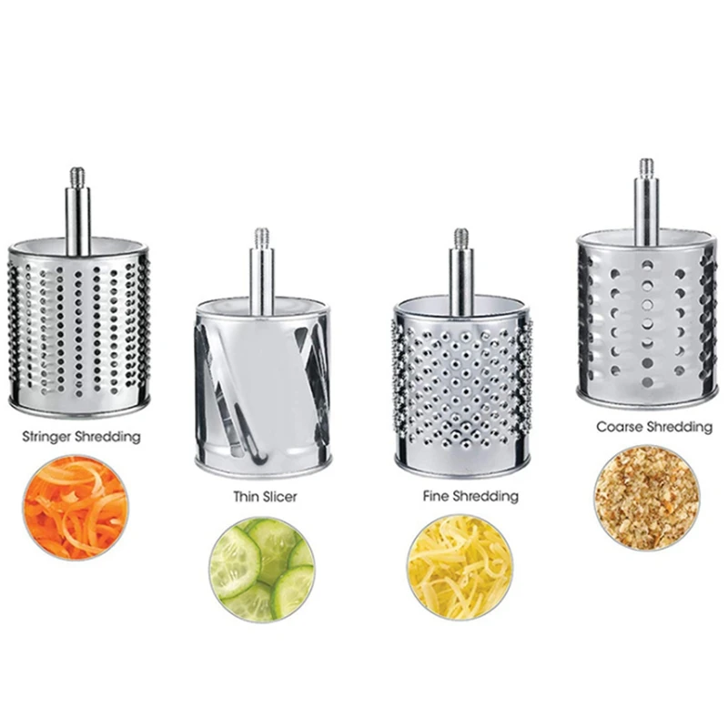 

Vegetable Cheese Grater Slicer Rotary Chopper Handheld Shredder Salad Slicer Multi-Use Manual Grater Grinder 5 Blades