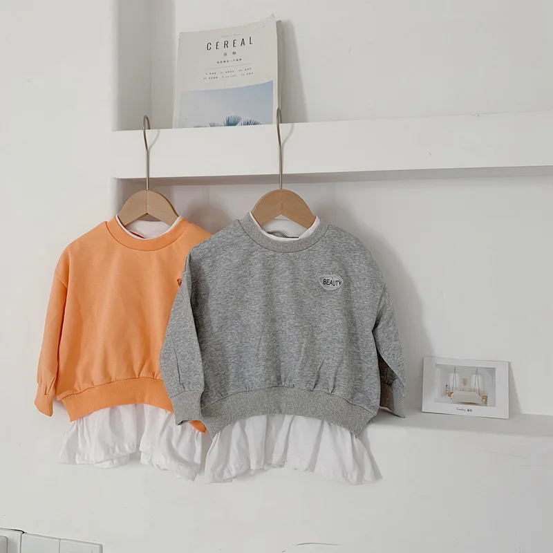 Весенние модные Лоскутные Повседневные свитшоты для девочек хлопковые топы с