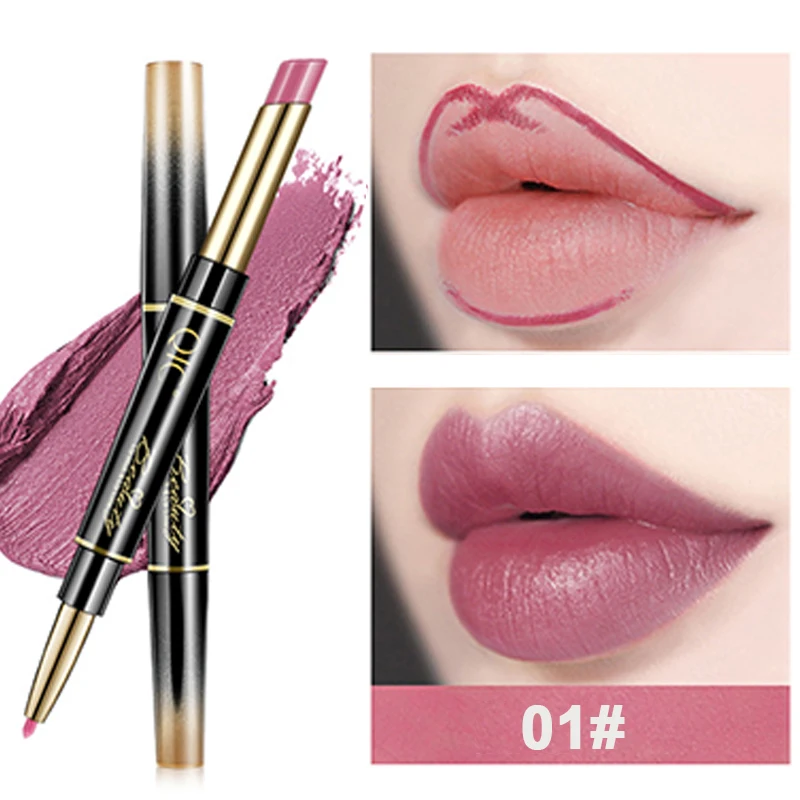 

Double-Headed Lipstick Does Not Fade Easy To Apply Long-Lasting Automatic Rotating Lip Liner Non-Stick Cup 14 Colors Makeup 1Pcs