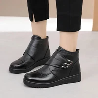 women genuine leather winter boots 2022 new wool warm non slip ladies ankle boots plus size 41 42 43 snow boots women shoes