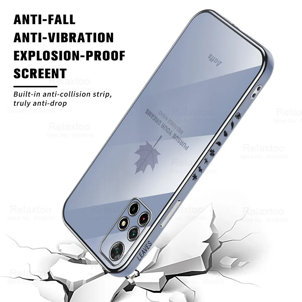 poko m4 pro 5g cases maple leaf plating phone case for poco m4 pro nfc pocco little m 4 pro 6 6in soft tpu camera protect cover free global shipping