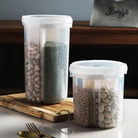 rice beans stoarge jar with seal cover 4 lattices refrigerator food preservation container plastic kitchen storage box