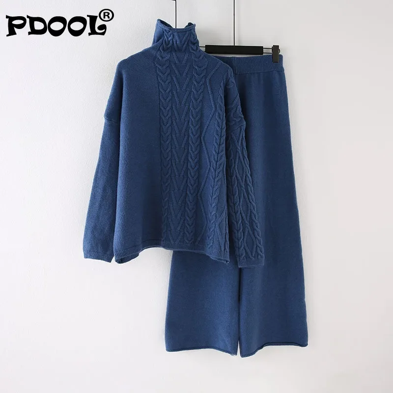 Женский комплект новинка 2021 стильный Зимний свитер с высоким воротником узором
