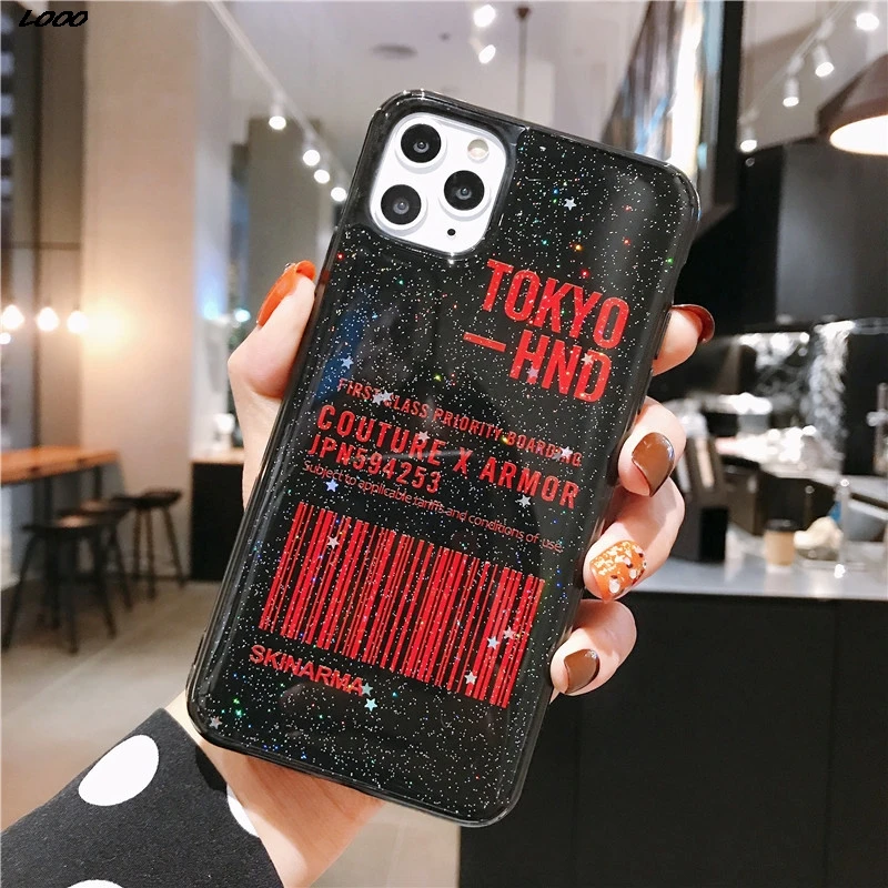 Черная эпоксидная смола арт буквы этикетка блестящий чехол для телефона iphone 11 Pro
