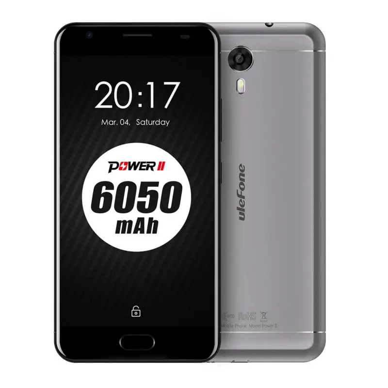 Серый Смартфон Ulefone power 2, 4G, 5,5 дюймов, FHD, четыре ядра, Android 7,0, 4 Гб ram, 64 ГБ rom, 13,0 МП+ 8,0 МП, 6050 мАч, телефон - Цвет: Серый