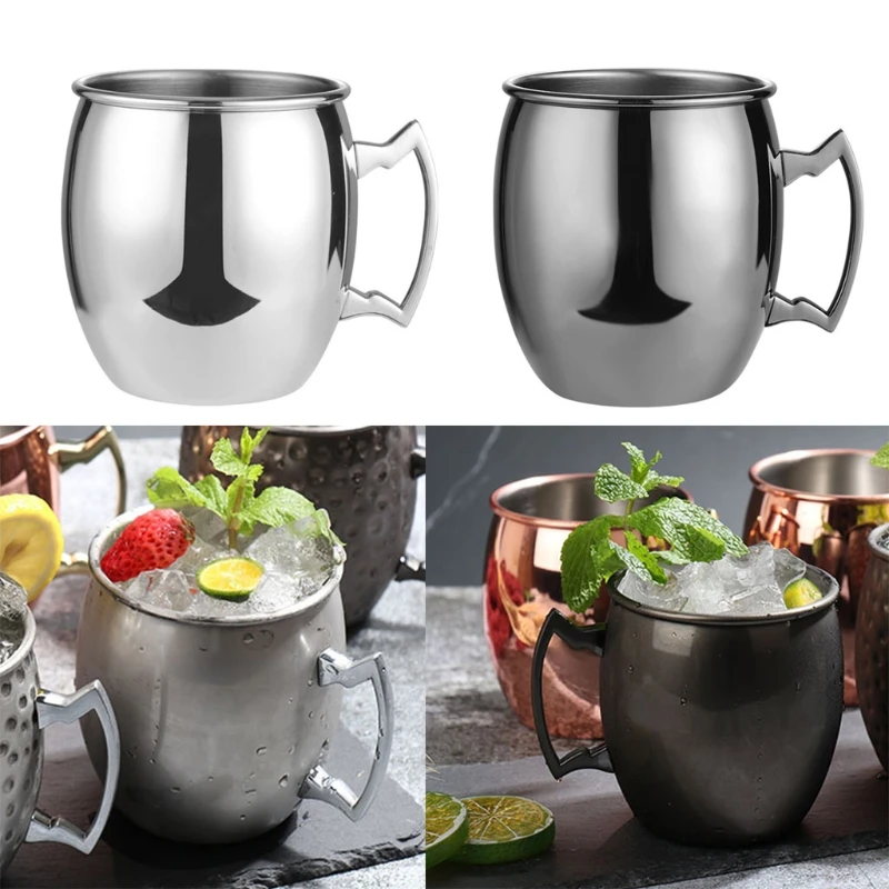 

530ml 18 Ounces Moscow Mule Mug Stainless Steel Coffee Cup for Beer Cocktail Drinking Kitchen Bar Party SuppliesFFFF