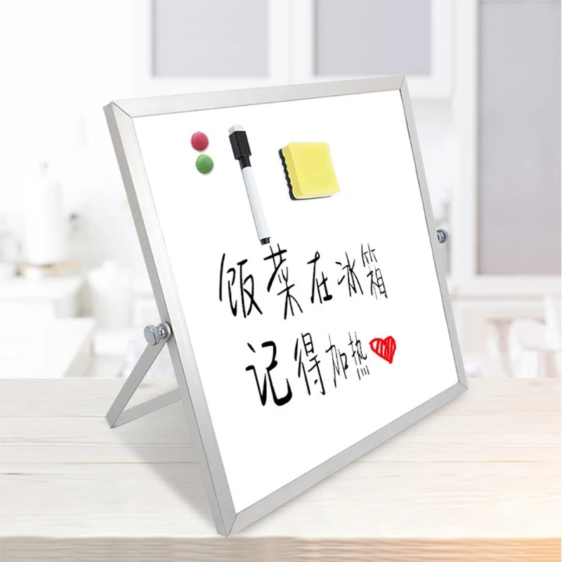 

Small Dr y Erase White Board Magnetic Desktop Whiteboard 10"X10" Double-Sided Mini White Board Easel for Kids