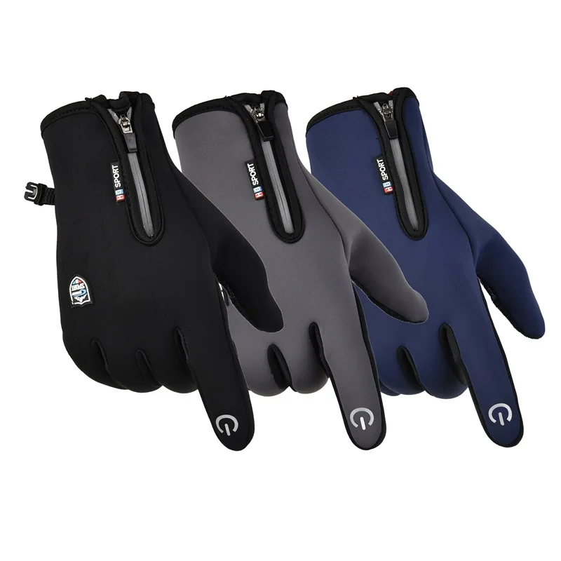

Autumn/winter Sports Riding Gloves Windproof Fleece Waterproof Zipper Touch Gloves To Keep Warm Outdoor Climbing Ski Gloves