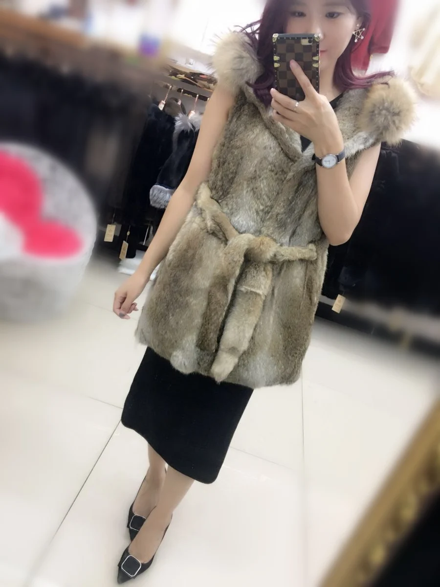 Женский жилет из натурального кроличьего меха | Женская одежда