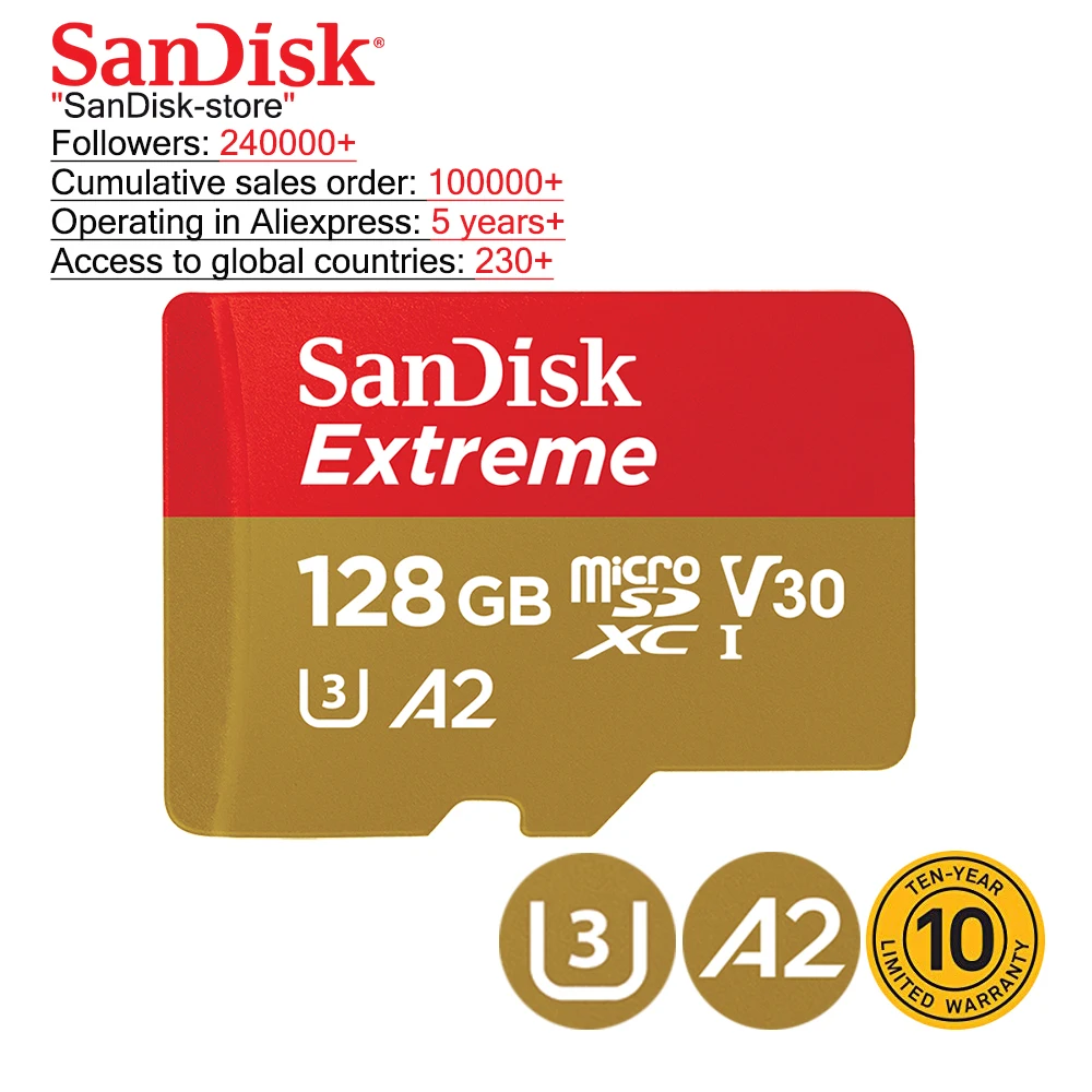 SanDisk Оригинальная карта памяти TF Micro SD U3 для чтения смартфона планшета поддержка