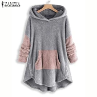 zanzea winter hoodies long sleeve sweatshirt women fleece pullover pull femme hooded tops autumn plush fluffy jumper tops