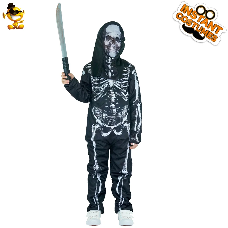 DSPLAY новый стиль костюм скелета мальчика с печатным капюшоном Детский ужас зомби
