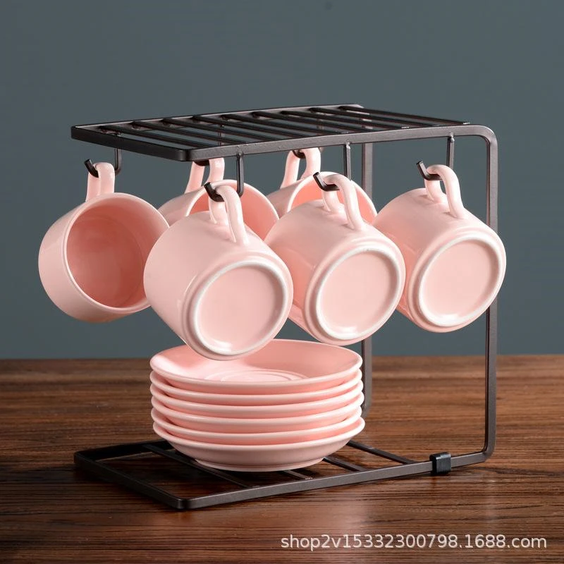 

Металлический органайзер для кофейной кружки, полка-держатель для чашки с 6 крючками, подставка под кружку или тарелку, стеллаж для кухни и б...