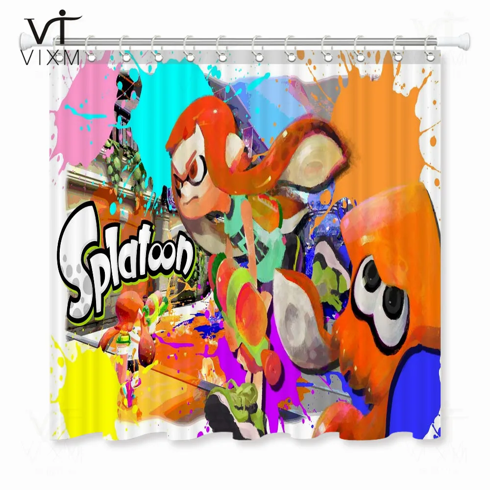 Vixm домашние Splatoon ткань занавески для душа водонепроницаемый плесени