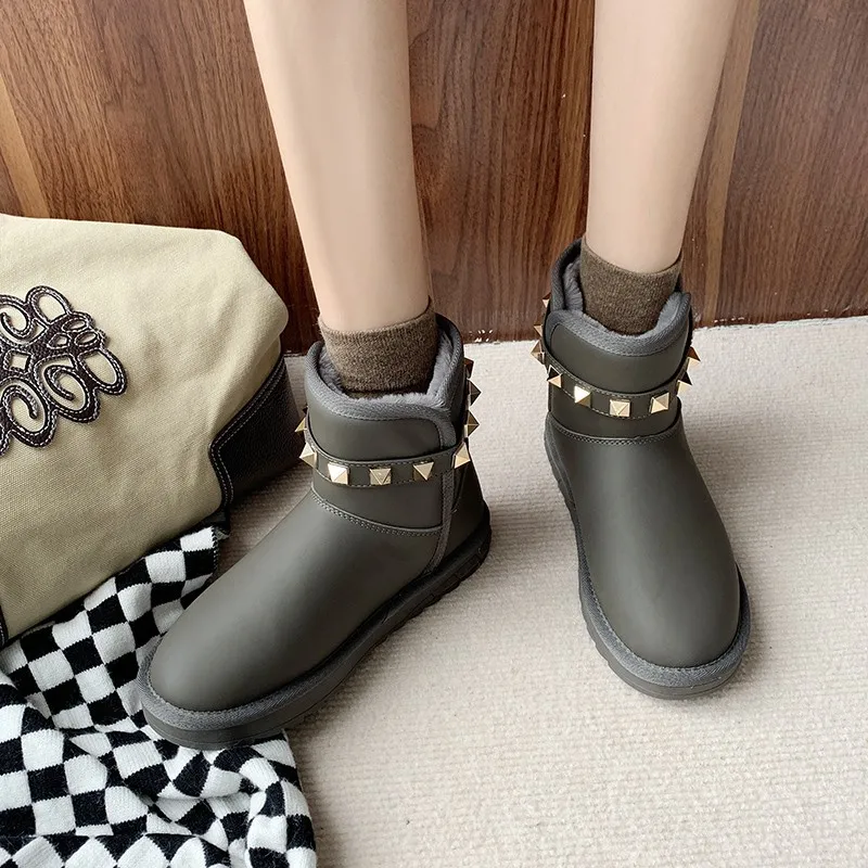 Fashion warm ankle boots winter snow boots shoes ladies waterproof lightweight flat shoes Zapatos De Mujer