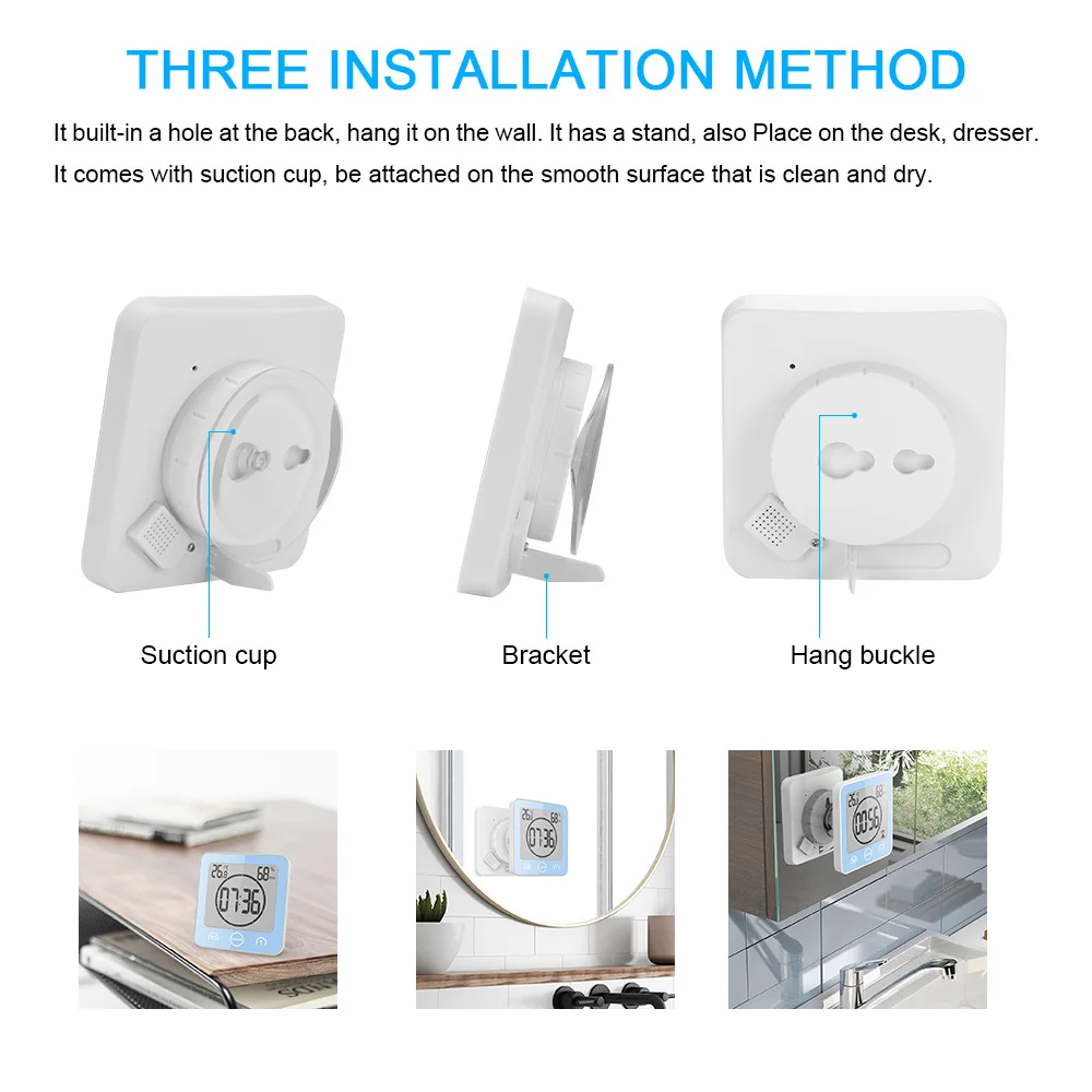 Цифровые часы для ванной термометр гигрометр ЖК дисплей присоска