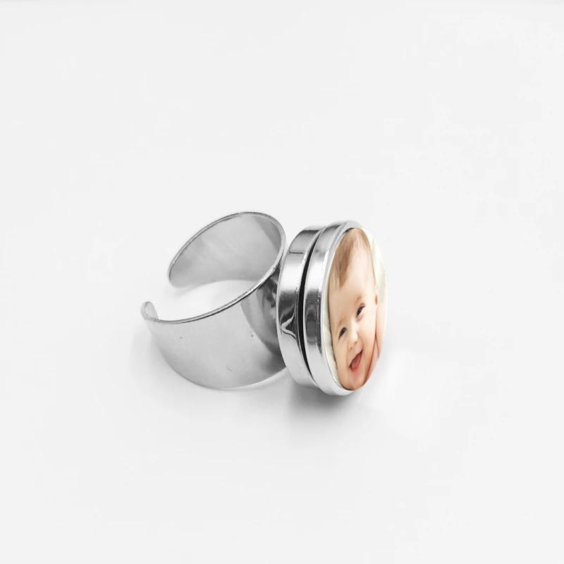 Открытое кольцо ручной работы с фотографией семьи детское для папы мамы брата