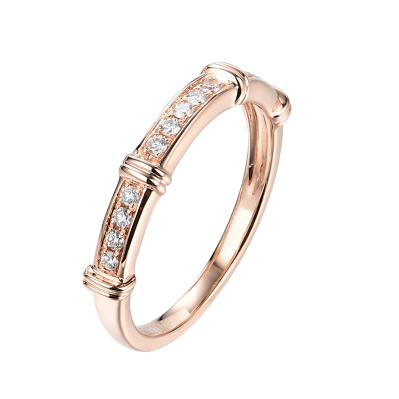Female ring BAIHE, 14 к, розовое золото, H/SI, всего 0.13ct, натуральные бриллианты, обручальное кольцо, модное, хорошее ювелирное изделие, мужское кольцо, женское кольцо, пара колец - Цвет камня: Female ring