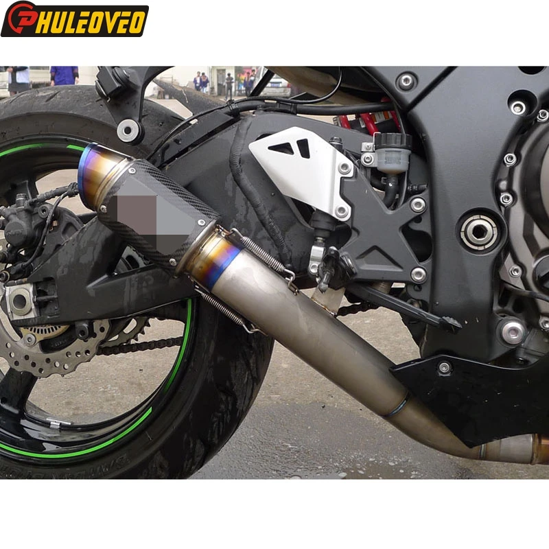 Титан сплав ZX 10R ZX10R 10 17 выхлопная труба Соединительная из углеродного волокна