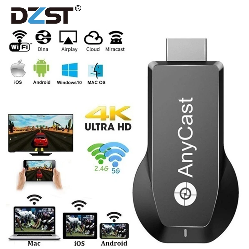 DZST Anycast M100 беспроводной Wifi Дисплей донгл приемник 2 4G 5G HDMI 4K Ultra HD DLNA AirPlay ТВ палка